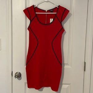 Red  mini shift dress with black detail. Never worn, tags still on.